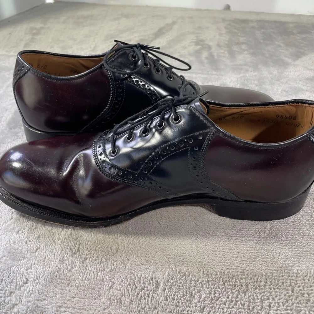 Johnston Murphy Oxford Dress Shoes Mens 8.5 Burgundy Black Leather Office Career